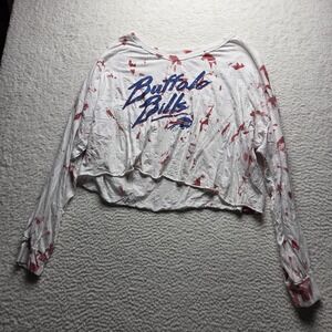 Buffalo Bills Shirt Womens 2XL White NFL Football Majestic Threads USA Crop